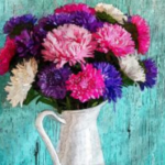 Colorful Chrysanthemums In A White Vase Jigsaw Puzzle Game